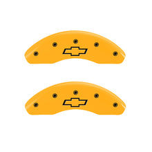 Load image into Gallery viewer, MGP 2 Caliper Covers Engraved Front Bowtie Yellow Finish Black Char 1999 Chevrolet Astro
