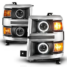 Load image into Gallery viewer, ANZO 14-15 Chevrolet Silverado 1500 Projector Headlights w/ Halo Black Housing w/ Chrome Trim
