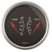 Load image into Gallery viewer, AutoMeter Gauge Dual Wtmp &amp; Volt 3-3/8in. 250 Deg. F &amp; 18V Elec Designer Black
