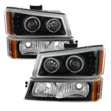 Load image into Gallery viewer, xTune Chevy Silverado 03-06 Projector Headlights 4pcs - LED Halo - Black PRO-JH-CSIL03-SET-BK

