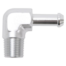 Load image into Gallery viewer, Edelbrock Hose End 90-Deg 3/8In NPT to 3/8In Barb Clear Anodize
