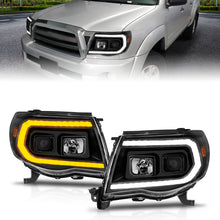 Load image into Gallery viewer, ANZO 05-11 Toyota Tacoma Projector Headlights w/Light Bar Switchback Black Housing
