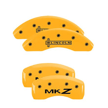 Load image into Gallery viewer, MGP 4 Caliper Covers Engraved Front Lincoln Rear MKZ Yellow Finish Black Char 2011 Lincoln MKZ
