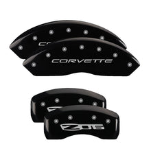 Load image into Gallery viewer, MGP 4 Caliper Covers Engraved Front C5/Corvette Engraved Rear C5/Z06 Black finish silver ch
