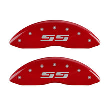 Load image into Gallery viewer, MGP 2 Caliper Covers Eng Front Silverado SS Red Finish Sil Char 2010 Chevy Silverado 1500
