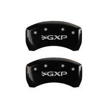 Load image into Gallery viewer, MGP 4 Caliper Covers Engraved Front Pontiac Engraved Rear GXP Black finish silver ch
