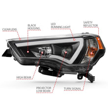 Load image into Gallery viewer, ANZO 14-18 Toyota 4 Runner Plank Style Projector Headlights Black w/ Amber

