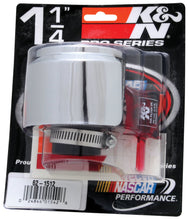 Load image into Gallery viewer, K&amp;N Rubber Base Chrome Top Crankcase Vent Filter 1-1/4in Flg / 3in OD / 2-1/2in H w/Deflector Shield
