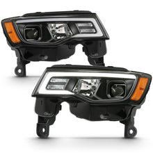 Load image into Gallery viewer, ANZO 2017-2018 Jeep Grand Cherokee Projector Headlights w/ Plank Style Switchback - Black w/ Amber
