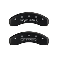 Load image into Gallery viewer, MGP 4 Caliper Covers Engraved Front &amp; Rear Raptor Red finish silver ch
