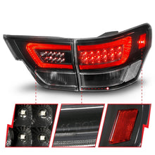 Load image into Gallery viewer, ANZO 11-13 Jeep Grand Cherokee LED Taillights w/ Lightbar Black Housing/Clear Lens 4pcs
