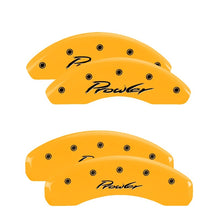 Load image into Gallery viewer, MGP 4 Caliper Covers Engraved Front &amp; Rear 97-02 Chrysler Prowler Yellow Finish Black Prowler Logo
