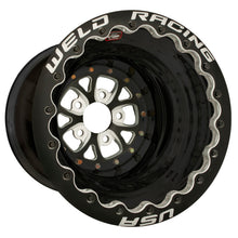 Load image into Gallery viewer, Weld V-Series 16x16 / 5x4.75 BP / 5in. BS Black Wheel - Black Double Beadlock
