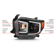 Load image into Gallery viewer, ANZO 14-17 Toyota Tundra Plank Style Projector Headlights Black w/ Amber
