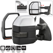 Load image into Gallery viewer, xTune 08-15 Ford F-250 SD Heated Adj LED Signal Chrome Mirrors - Smk (MIR-FDSD08S-G5-PW-RSM-SET)
