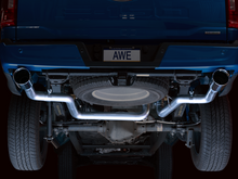 Load image into Gallery viewer, AWE 0FG 21+ Ford F150 Dual Split Rear Exhaust - 5in Chrome Silver Tips
