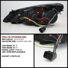 Load image into Gallery viewer, Spyder Hyundai Genesis 10-12 Projector Halogen Model- LED Halo DRL Blk PRO-YD-HYGEN09-DRL-BK
