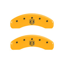Load image into Gallery viewer, MGP 4 Caliper Covers Engraved Front Ram Rear Ramhead Yellow Finish Black Char 2006 Dodge Durango
