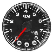 Load image into Gallery viewer, Autometer Spek-Pro Gauge Tach 2 1/16in 8K Rpm W/ Shift Light &amp; Peak Mem Blk/Chrm
