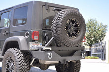 Load image into Gallery viewer, DV8 Offroad 07-18 Jeep Wrangler JK Rear Aluminum Bumper w/ Tire Carrier - Black
