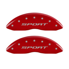 Load image into Gallery viewer, MGP 4 Caliper Covers Engraved Front &amp; Rear 2015/Sport Red Finish Silver Char 2018 Ford Fusion
