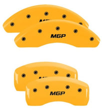 Load image into Gallery viewer, MGP 4 Caliper Covers Engraved Front &amp; Rear MGP Yellow Finish Black Characters 2018 Kia Optima
