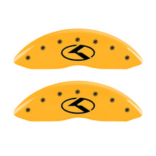 Load image into Gallery viewer, MGP 4 Caliper Covers Engraved Front &amp; Rear Circle K/Kia Yellow finish black ch
