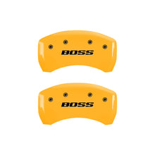 Load image into Gallery viewer, MGP Rear set 2 Caliper Covers Engraved Rear Boss Yellow finish black ch
