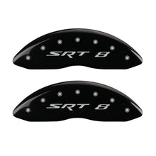 Load image into Gallery viewer, MGP 4 Caliper Covers Engraved Front &amp; Rear SRT8 Black finish silver ch
