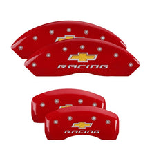 Load image into Gallery viewer, MGP 4 Caliper Covers Engraved Front &amp; Rear Silverado Yellow finish black ch
