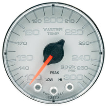 Load image into Gallery viewer, Autometer Spek-Pro Gauge Water Temp 2 1/16in 300f Stepper Motor W/Peak &amp; Warn Slvr/Chrm
