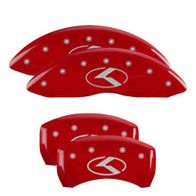 Load image into Gallery viewer, MGP 4 Caliper Covers Engraved Front &amp; Rear Circle K/Kia Red Finish Silver Char 2018 Kia Stinger
