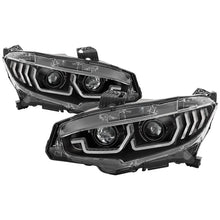Load image into Gallery viewer, Spyder 16-18 Honda Civic 4Dr w/LED Seq Turn Sig Lights Proj Headlight - Black - PRO-YD-HC16-SEQ-BK
