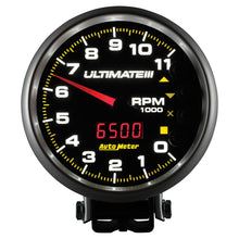 Load image into Gallery viewer, AutoMeter Gauge Tach 5in. 11K RPM Pedestal Datalogging Ultimate IIi Playback Black
