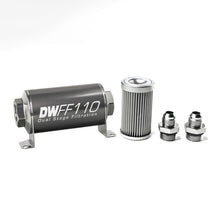 Load image into Gallery viewer, DeatschWerks Stainless Steel 8AN 10 Micron Universal Inline Fuel Filter Housing Kit (110mm)
