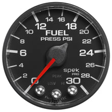 Load image into Gallery viewer, Autometer Spek-Pro Gauge Fuel Press 2 1/16in 30psi Stepper Motor W/Peak &amp; Warn Blk/Blk
