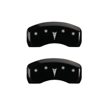 Load image into Gallery viewer, MGP 4 Caliper Covers Engraved Front Pontiac Rear Arrow Black Finish Sil Char 2004 Pontiac Bonneville
