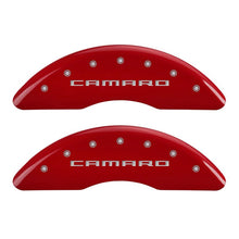 Load image into Gallery viewer, MGP 4 Caliper Covers Engraved Front &amp; Rear Gen 5/Camaro Red finish silver ch
