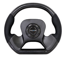 Load image into Gallery viewer, NRG Carbon Fiber Steering Wheel (320mm) CF Center Plate &amp; Two-Tone Carbon w/Leather Trim Handles
