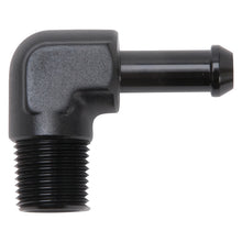 Load image into Gallery viewer, Edelbrock Hose End 90-Deg 3/8In NPT to 3/8In Barb Black Anodize
