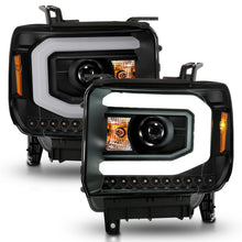 Load image into Gallery viewer, ANZO 2014-2015 GMC Sierra 1500 Projector Headlights w/ Light Bar Black Housing (Halogen Type)
