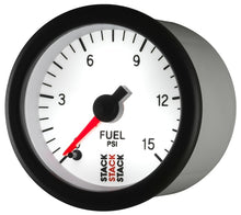 Load image into Gallery viewer, Autometer Stack 52mm 0-15 PSI 1/8in NPTF Male Pro Stepper Motor Fuel Pressure Gauge - White
