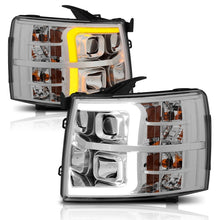Load image into Gallery viewer, ANZO 07-13 Chevrolet Silverado 1500/2500/3500 Proj Headlights w/ Plank Style Switchback Chrome w/Amb
