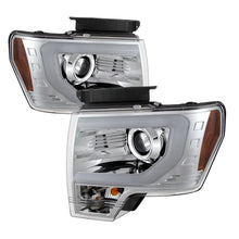 Load image into Gallery viewer, Spyder Ford F150 09-14 Projector Headlights Halogen Model- Light Bar DRL Chrm PRO-YD-FF15009-LBDRL-C
