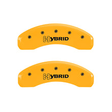 Load image into Gallery viewer, MGP 4 Caliper Covers Engraved F &amp; R GM Style Yellow Finish Black Char 2005 Chevy Silverado 1500
