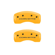 Load image into Gallery viewer, MGP 4 Caliper Covers Engraved Front &amp; Rear C5/Corvette Yellow finish black ch
