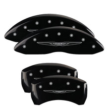 Load image into Gallery viewer, MGP 4 Caliper Covers Engraved Front &amp; Rear MOPAR Black finish silver ch
