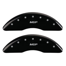Load image into Gallery viewer, MGP 4 Caliper Covers Engraved Front &amp; Rear MGP Black Finish Silver Char 2013 Mercedes-Benz SL550
