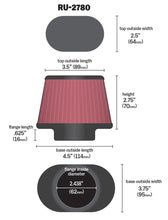 Load image into Gallery viewer, K&amp;N Filter Universal Rubber Filter 2 7/16 inch Flange 4.5x3.75 inch Base 3.5x2.5 inch Top 2.75 inch
