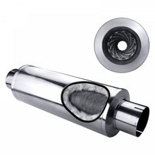 Load image into Gallery viewer, Diamond Eye MFLR 4inID SGL IN/SGL OUT 7inDIA X 24in BODY 30in LENGTH LOUVERED SLOTTED ENDS 409 SS
